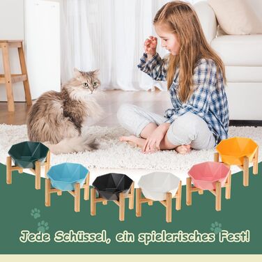 Керамічна годівниця для котів та собак на підставці, похила, зелена