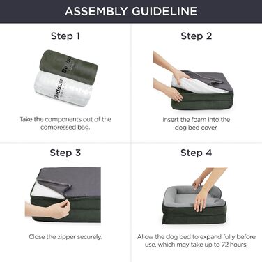 Ортопедичне ліжко для собак BEDSURE - 106x80 см. Зручне ліжко-софа для великих собак з м'яким пінопластом, миється, не слизьке, колір: зелений, розмір: 106 x 80 x 17 см