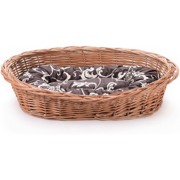 Вільхове ліжко для собак та котів - зручне та стильне, 58x42x15 см, коричневе з мереживом