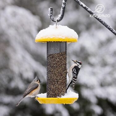 Автомат для годування птахів Kingsyard Distelfinken, нержавіюча сталь, годівниця для насіння Niger/Stieglitz, 1,1 кг, великий об'єм, антик-мідь (жовтий)