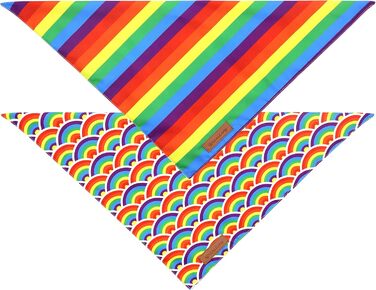 Набір з 2-х бандани для собак Realeaf Pride, райдужні, двосторонні, великий розмір, для домашніх тварин, ЛГБТ, трикутна форма, міцна тканина, для Дня Прайду