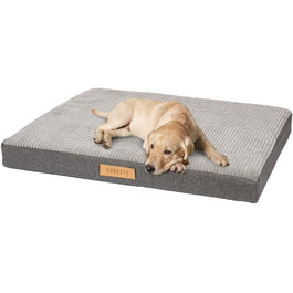 Ортопедичне велике ліжко для собак, подушка для собак, матрац для собак з пральною наволочкою, щадяще для суглобів, собаче ліжко/матрац з можливістю гравіювання імені (сірий, L 90 см x W 70 см x H 10 см)