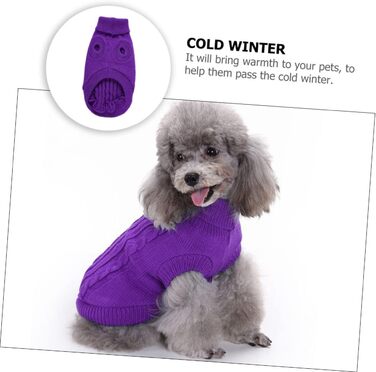 POPETPOP Пуловер для собак з акрилових волокон, теплий, для зими, фіолетовий (XXL), миючий, багаторазовий