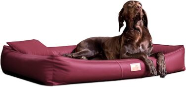Ортопедичний лежак для собак Tierlando® Clifford з латексним ядром, зразок: 85x60 см, темно-червоний колір, антиалергенний, з анти-ворсовим покриттям з штучної шкіри