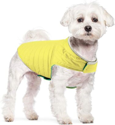 Зимова куртка для собак - тепла безрукавка з водонепроникним покриттям та світловідбиваючими елементами. Ідеальна для осені та зими. Кольори: блакитний + жовтий
