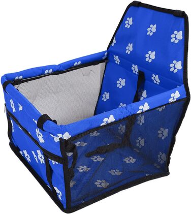 Переноска для тварин з принтом лап, складана переноска для собак з тканини, миється, з ременями безпеки та підставкою - Комфортна та безпечна для авто та подорожей (Сіра підставка з лапами, Сира підставка з лапами з відбитком лапи, Синя підставка з лапами