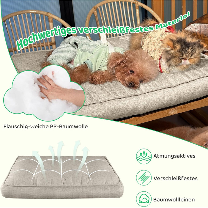 Ортопедичне ліжко для собак великих та середніх порід, знімний, миючий наповнювач, 90x76 см, колір коричневий