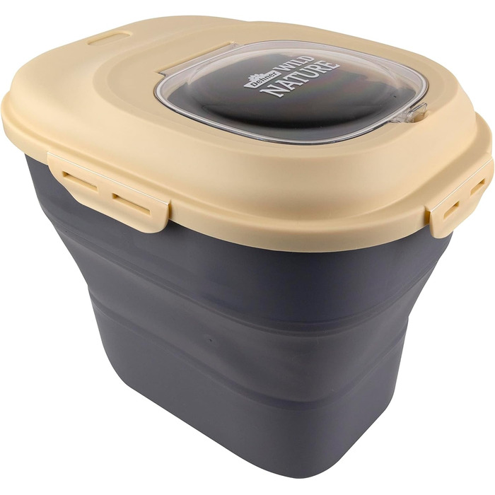 Торба для корму Dehner Wild Nature, 25 л, пластик, бежево-антрацитова, 33 x 37.5 x 45 см