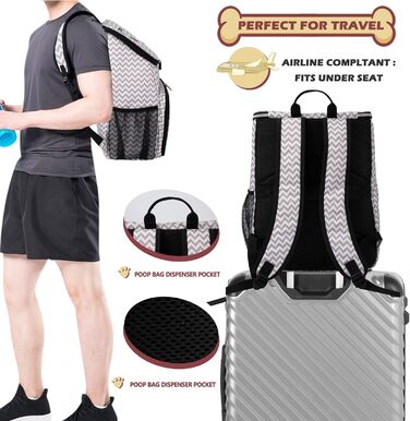 BAGLHER Рюкзак для собак, переноска для подорожей, переноска для тварин, рюкзак для корму для собак, 2 миски, (Blw)