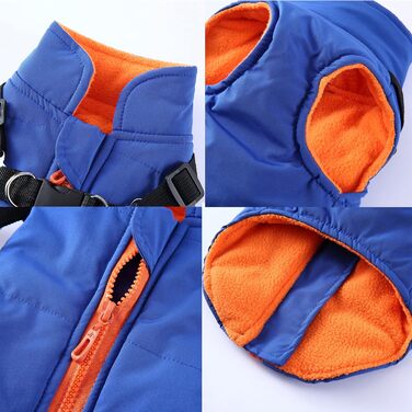 Тепла куртка для собак, жилет, повід, 2-в-1 зимова куртка, без тяги, жилет для собак, повід, комплект, куртка для цуценят, маленьких та середніх собак, блакитний (S)