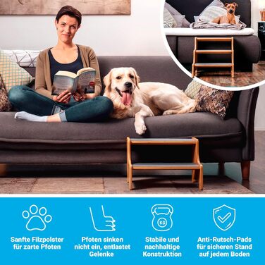 AMAZINGs драбинка для собак і котів, 3 сходинки, 40 см, для малих, середніх і великих порід, для дивану та ліжка, ортопедична, альтернатива пандусу