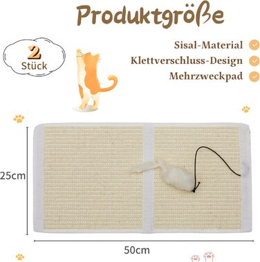 Захист від подряпин для меблів JanYoo: 2 шт. килимок для котів 50x25 см, білий