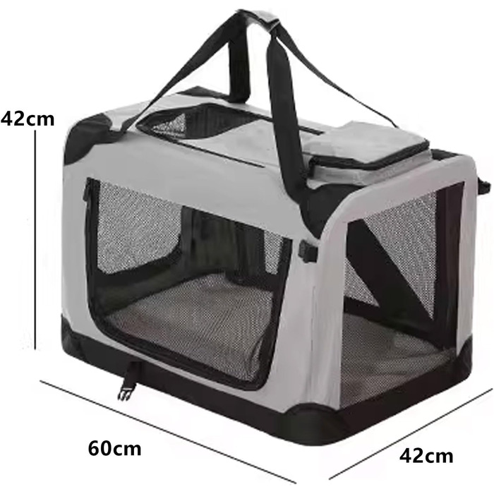 Транспортна сумка для собак і котів, складана переноска з ковдрою, ручками, оксфордська тканина, сталевий каркас, багаторазові дверцята, фіолетовий колір, 60 x 42 x 42 см