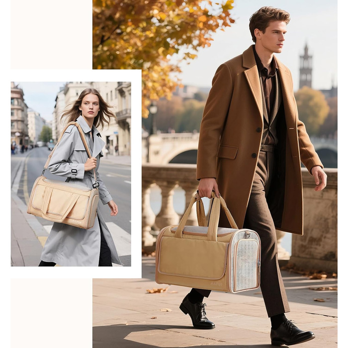 Транспортна переноска для котів та собак 4Pet, Khaki: міцна, з сіткою, для подорожей літаком та автомобілем