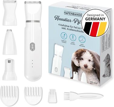 Машинка для стрижки собак та котів 2-в-1 Hafenbande з точилом для кігтів | 3 насадки для стрижки, 3 гребені, пилка для кігтів | Вологостійка | Догляд за шерстю від носа до кінчиків