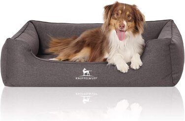 Ортопедичне велюрове ліжко для собак Knuffelwuff Leano XXL 120x85 см, чорне, знімний чохол, для великих, середніх і малих порід