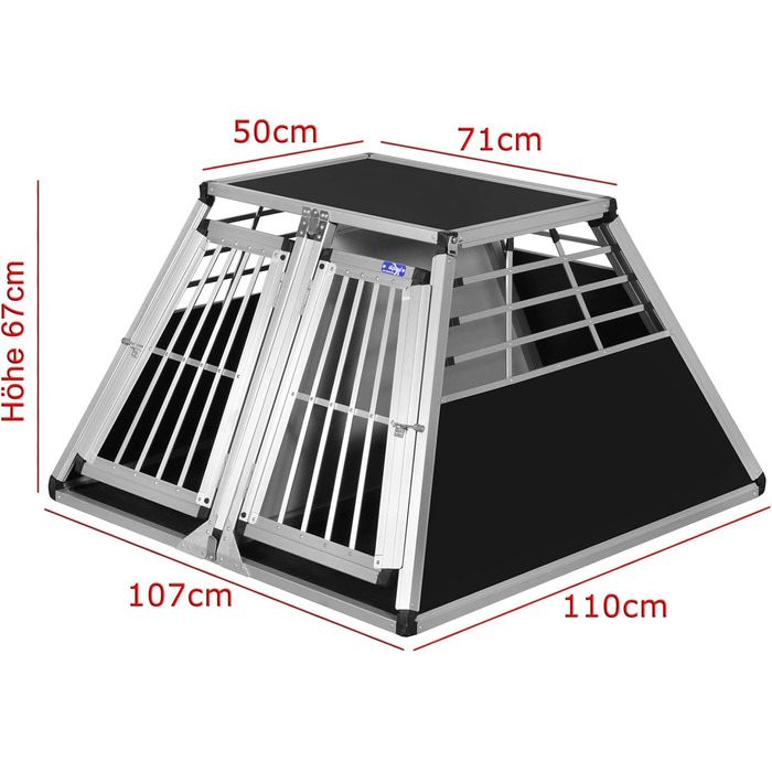 Транспортний бокс для собак Transportbox N52, алюмінієвий, 110x107x67 см з перегородкою та аварійним виходом