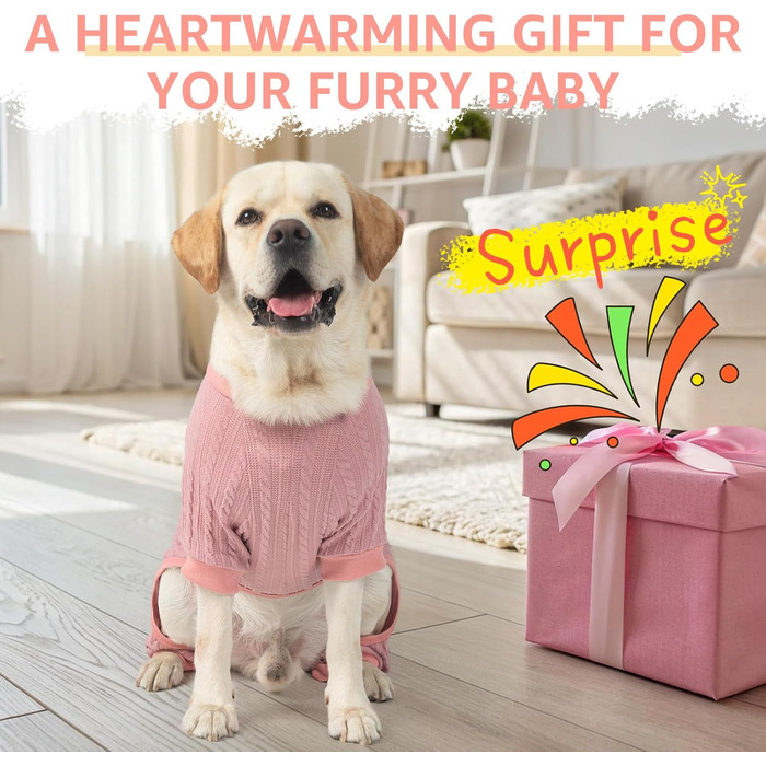 Пижама для собак SCENEREAL: теплий зимовий костюм, рожевий, розмір S (Обхват грудей 51 см)