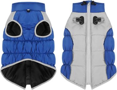 Водонепроникна куртка для собак на зиму - тепла та вітрозахисна. Підходить для собак малих та середніх порід. З D-рингом та світловідбиваючими елементами. (Blue, 3XL)