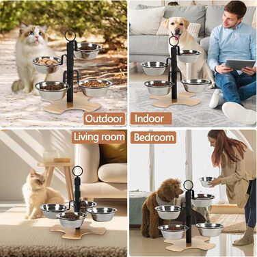 Підвищені годівниці для котів Optyuwah: набір 5 штук з нержавіючої сталі, регульована висота, для води та корму, також підходять для маленьких собак