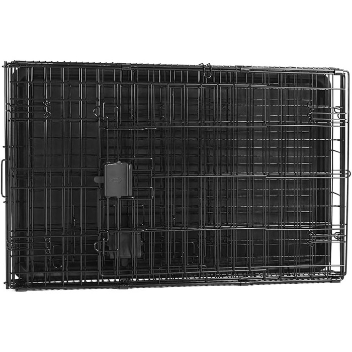 Клітка для собак Amazon Basics складна металева з двома дверцятами, чорна, 76 x 48 x 53 см