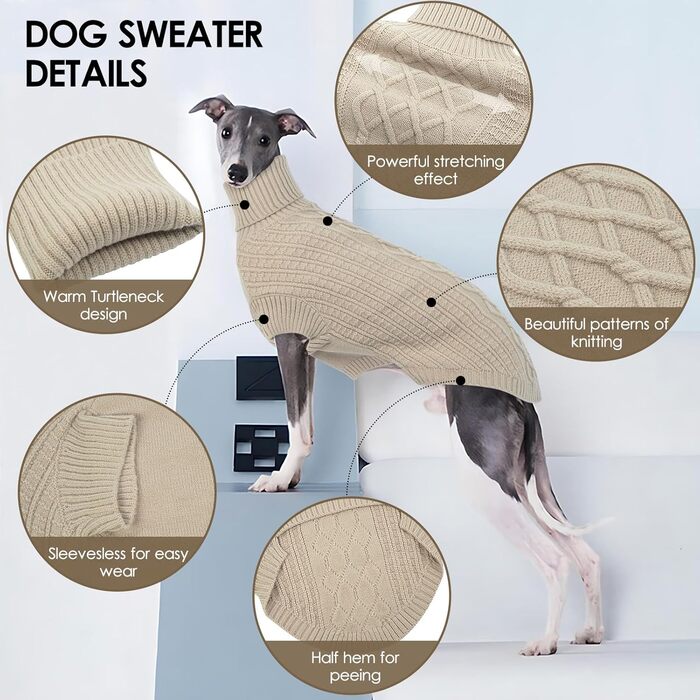 Теплий зимовий пуловер для великих собак, росту до XXX-Large, рожевий (Абрикосовий), для породи Віндхаунд