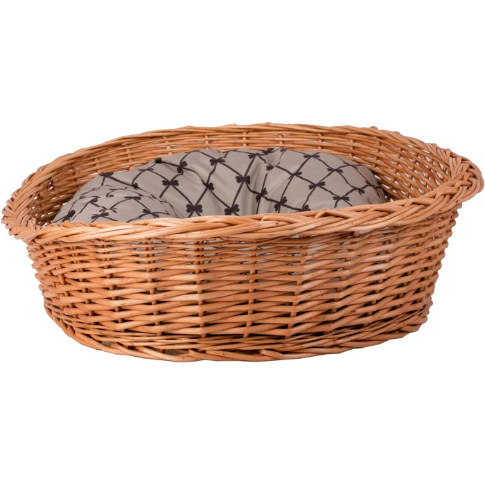 Корзина для тварин з плетіння лози e-wicker24: зручне ліжко для собак та котів (80x60x26 см, бежевий)