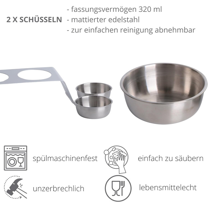 Підвищена годівниця для котів PETLINUS: ергономічна миска з нержавіючої сталі та металу, для котів та маленьких собак