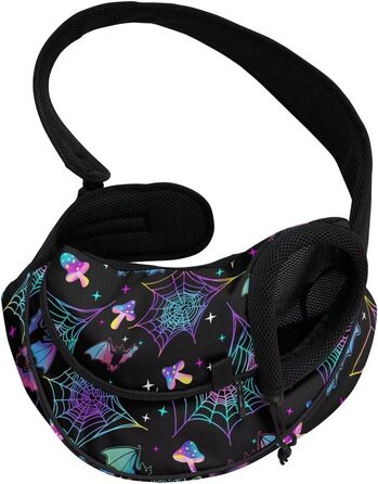 COEQINE Сумка-переноска для собак середніх порід, переноска для тварин, для цуценят, через плече, гаманець, з товстим підкладкою, регульований плечовий ремінь для Йоркширських тер'єрів, Чихуахуа (Павутина з грибів)