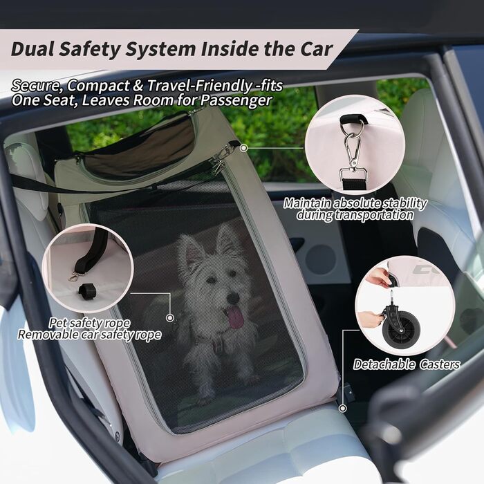 Візок для собак EchoSmile для маленьких та середніх собак до 20 кг, позашляховий, складний, з подвійним гальмом, ремені безпеки та сітчасті вікна (Рожевий)