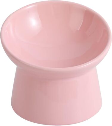 Котловий набір з кераміки, піднятий на 15°, для котів, запобігає зворотному викиду, 280 мл, білий (рожевий)