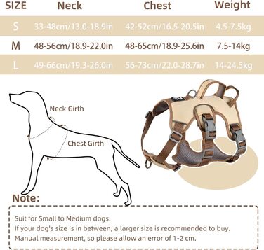 Нашийник для собак від виривання, надійний, з двома ручками та кліпсами для повідків, проти ривка, для собак середніх та маленьких порід, цуценят (чорний) - кліпси для повідків (S, бежевий)