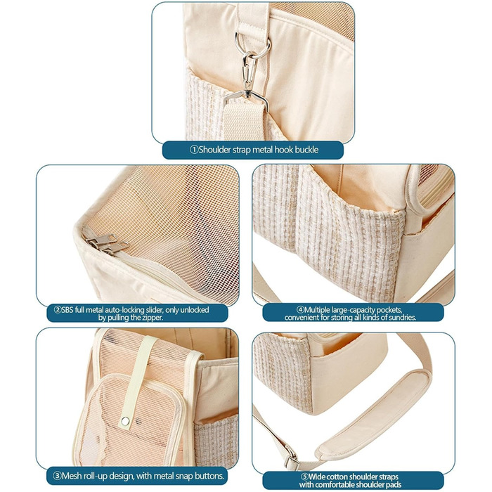 Сумка-переноска для тварин, універсальна, з бавовняного канвасу, для подорожей, дихаюча, портативна, кремового кольору