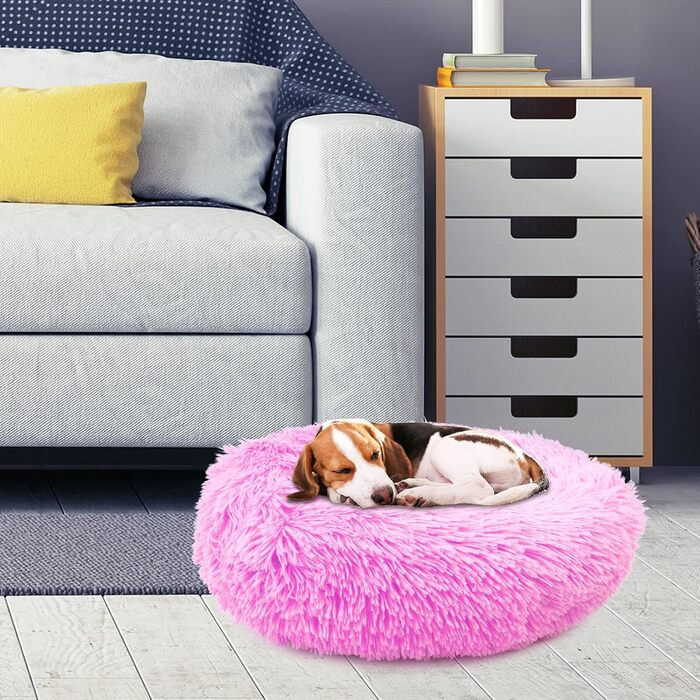 М'яке ліжко для собак Donut 60см - рожева, для маленьких та середніх собак, зручне, миється, підходить для котів та собак