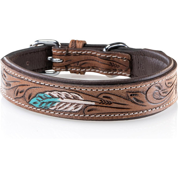 Стильний шкіряний нашийник для собак Джек Рассел від Unikat: ручна робота, м'який, багатокольоровий, з натуральної шкіри буйвола, XL (48-58 см)