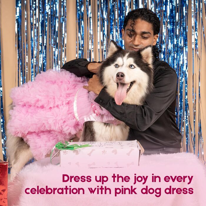 Ошатний одяг для собак та котів з бантиком, розмір M, багатокольоровий (L, Рожевий)