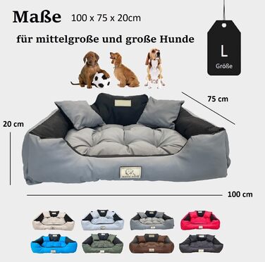Крісло-ліжко для собак великих порід KING DOG, 100 x 75 см, водонепроникний матеріал, силіконовий наповнювач, темний сірий колір, з можливістю персоналізації (нанесення імені)