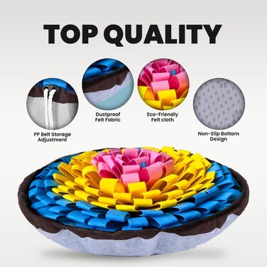 PET ARENA килимок для собак - килимок-нюхалка для стимулювання, міцні матеріали, інтелектуальна іграшка для собак, регульований розмір та можливість прання (Рожевий, Жовтий, Синій)