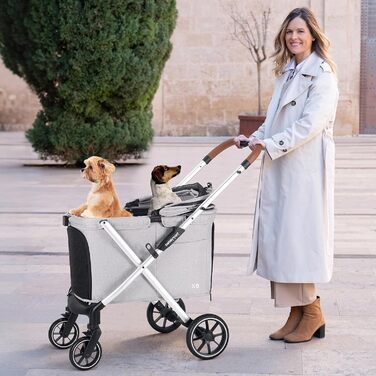 Дитяча коляска для собак Beberoad Pets X6, сіра, до 30 кг, складна, з регулюванням спинки 180° та амортизаторами