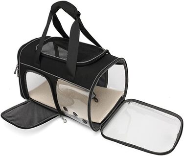 Транспортна переноска для собак та котів, чорна, 48x29x30 см, складана переноска для тварин