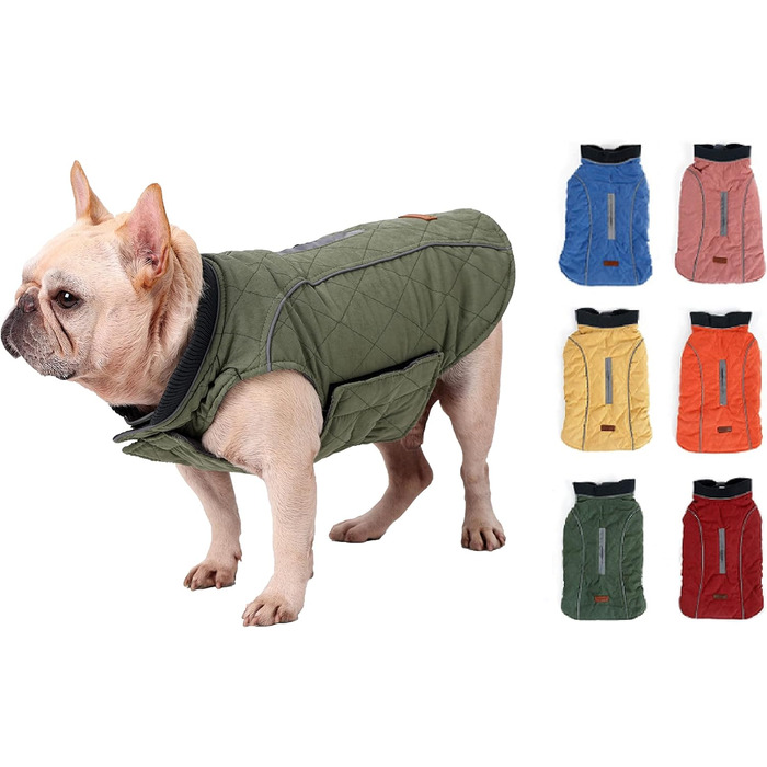 Зимовий теплий одяг для собак - куртка, жилетка, 7 розмірів для маленьких, середніх, великих та гігантських собак, вітронепроникний костюм, одяг для домашніх тварин (M, ЗЕЛЕНИЙ)