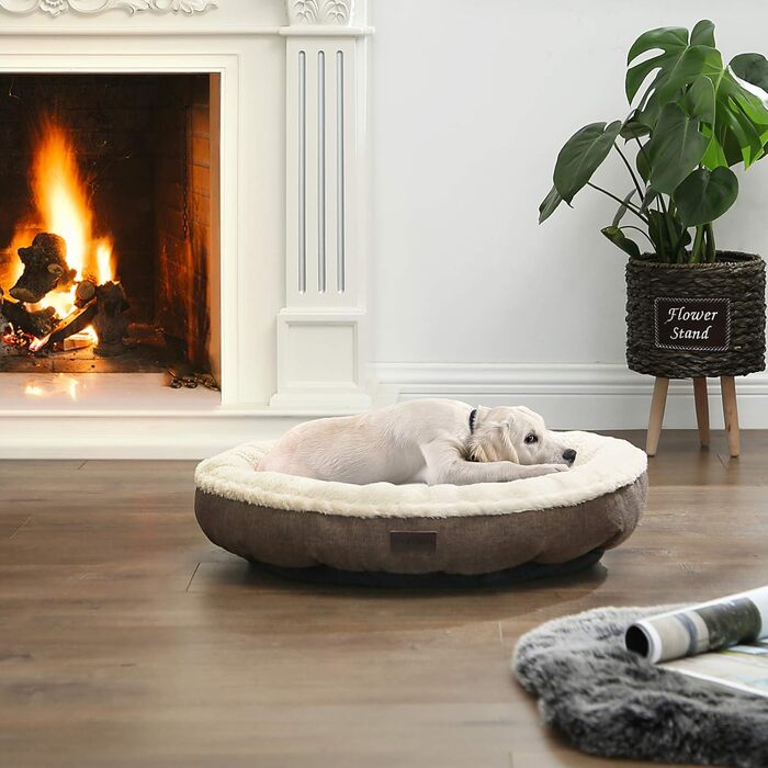 Кругла лежанка для собак та котів Feandrea, діаметр 65 см, коричнева