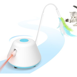 Інтерактивна іграшка для котів TGFIX 3 в 1 – електрична, з колесами та лазером, розвиваюча іграшка для котів, ухиляється від перешкод, стимулює рух, з 3 запасними пружинами та USB-зарядкою (Blue)