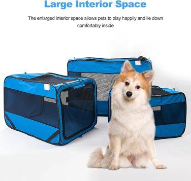 Складана переносна переносна коробка для собак Ergocar для автомобіля, блакитна, з підстилкою з флісу