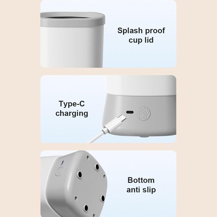 Автоматичний мийник лап для собак, набір для миття лап тварин - сірий