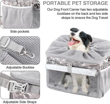 Велосипедна сумка-переноска для собак та котів до 6,8 кг, сірого кольору. З регульованим плечовим ременем та страхувальним тросом.