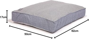 Ліжко для собак Danish Designs, стиль Марітайл, денім, блакитно-кремове, 58 см, розмір 62 x 50 x 17 см