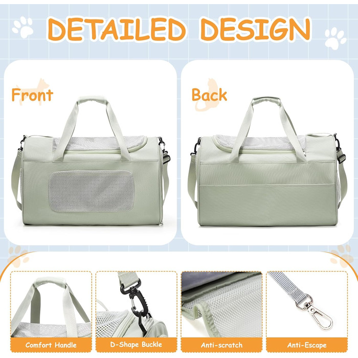 Транспортна переноска для котів та собак великих порід, XL, 53x36x34 см, зелена