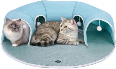 Туннель для котів Ownpets з ліжком, килимком-охолоджувачем та іграшкою, діаметр 25 см