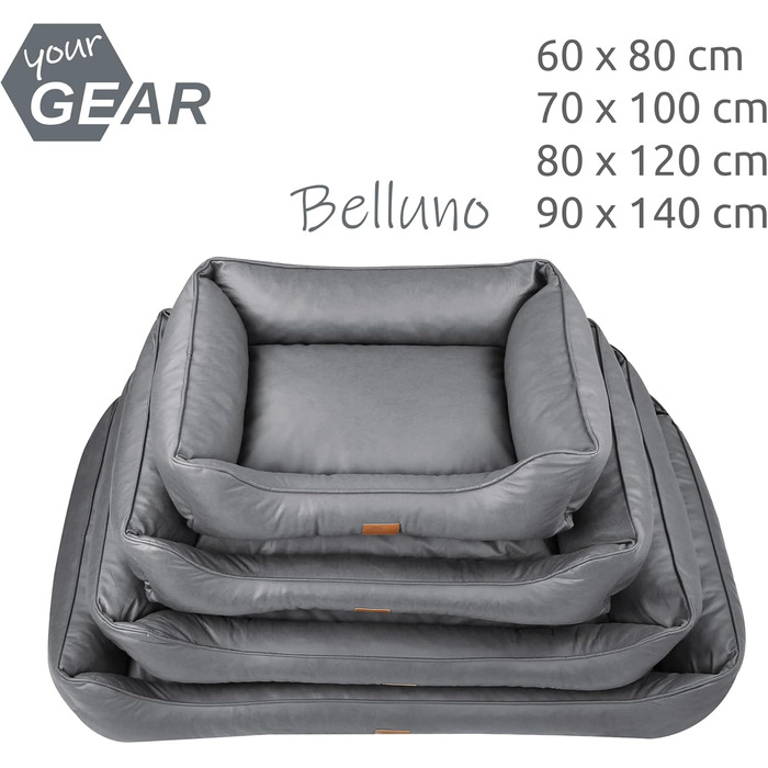 Зручне собаче ліжко your GEAR Belluno 80x120 см – ортопедичне, екологічне, з можливістю прання, стійке до подряпин, підходить для собак великих порід та котів